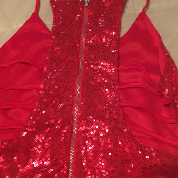 Red Sequin Cutout Dress - Picture 10 of 10